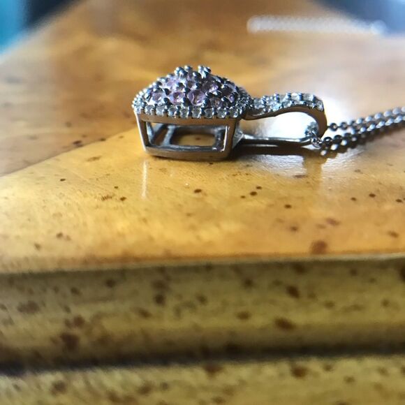 Natural Pink Sapphire Sterling Silver Necklace - Picture 4 of 8